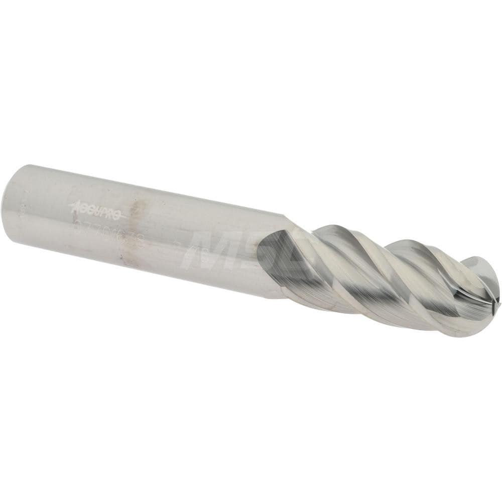 Accupro 12184664 Ball End Mill: 0.4375" Dia, 1" LOC, 4 Flute, Solid Carbide Image