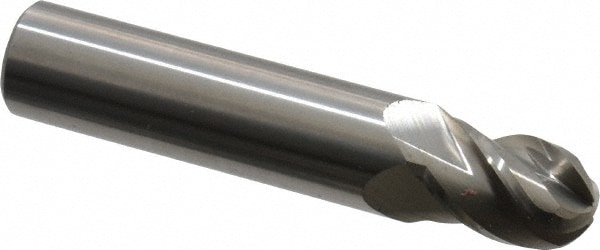 Ball End Mill: 0.4531" Dia, 0.625" LOC, 4 Flute, Solid Carbide