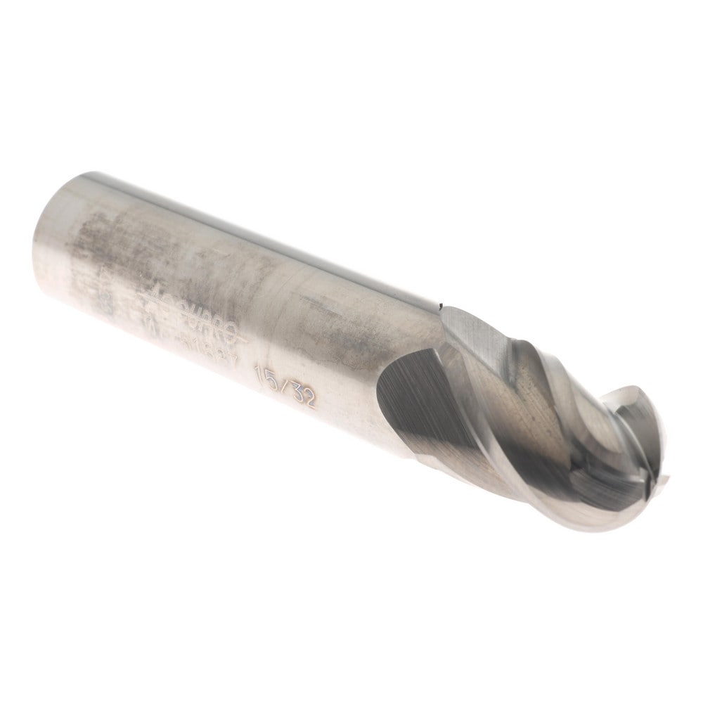 Ball End Mill: 0.4688" Dia, 0.625" LOC, 4 Flute, Solid Carbide