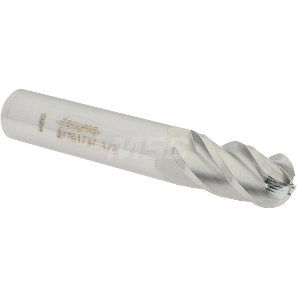 Accupro 12184682 Ball End Mill: 0.5" Dia, 1" LOC, 4 Flute, Solid Carbide Image