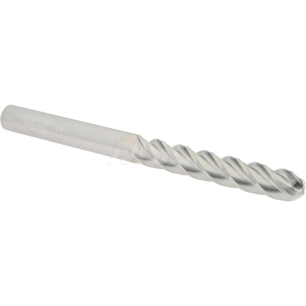 Accupro 12184910 Ball End Mill: 0.5" Dia, 3" LOC, 4 Flute, Solid Carbide Image