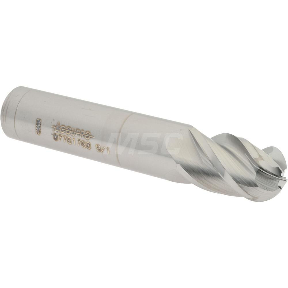 Accupro Ball End Mill 9/16" Dia, 7/8" LOC, 4 Flute, Solid Carbide
