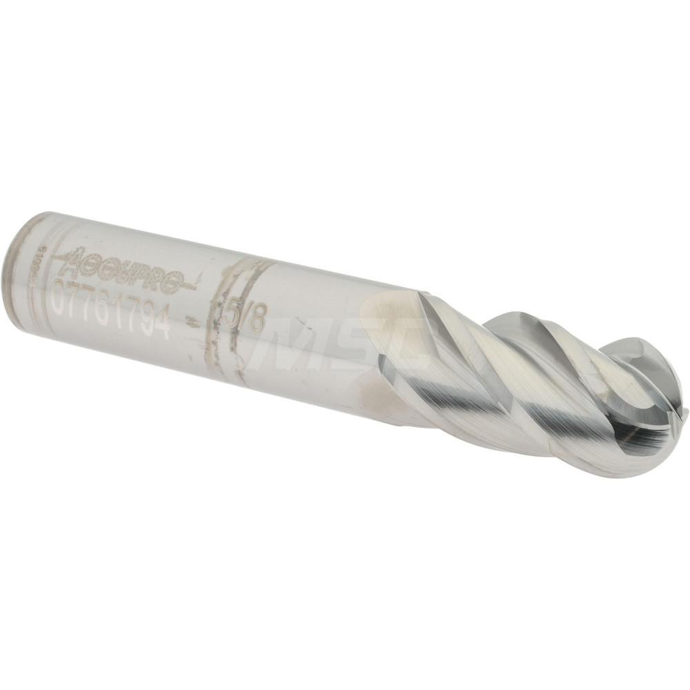 Accupro 12184691 Ball End Mill: 0.625" Dia, 1.25" LOC, 4 Flute, Solid Carbide Image