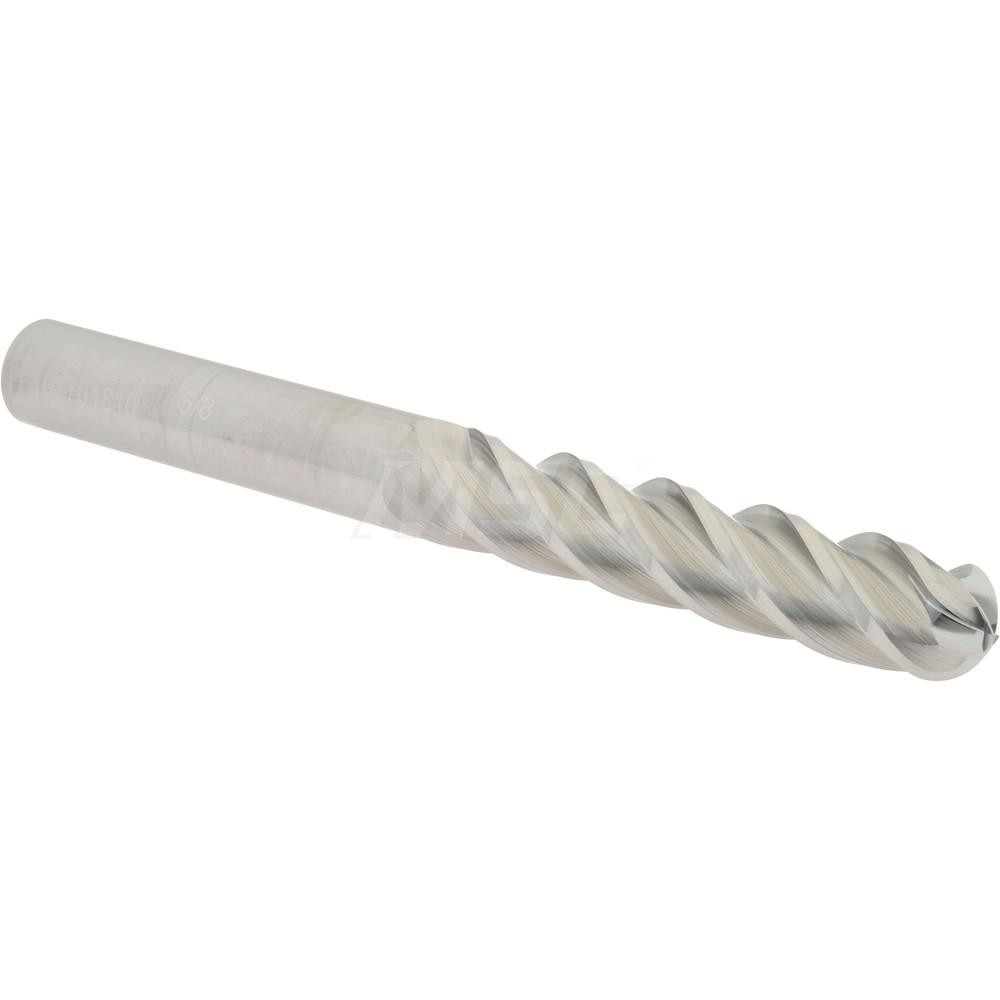Accupro 12184916 Ball End Mill: 0.625" Dia, 3" LOC, 4 Flute, Solid Carbide Image