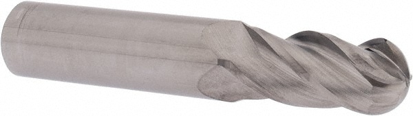 Ball End Mill: 0.6875" Dia, 1.5" LOC, 4 Flute, Solid Carbide