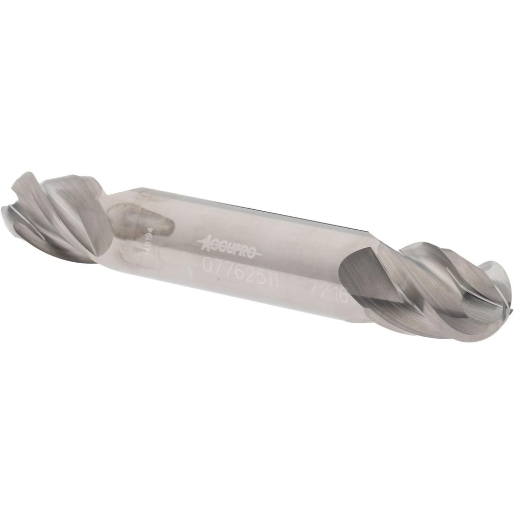 Ball End Mill: 0.4375" Dia, 0.5625" LOC, 4 Flute, Solid Carbide