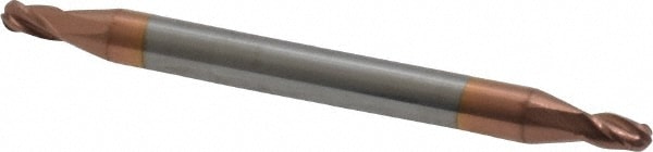 Ball End Mill: 0.0781" Dia, 0.1563" LOC, 4 Flute, Solid Carbide