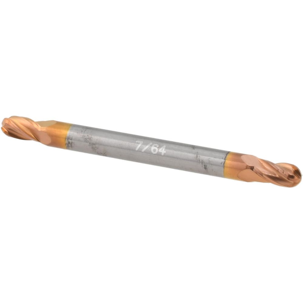 Ball End Mill: 7/64" Dia, 3/16" LOC, 4 Flute, Solid Carbide