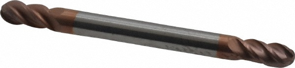 Accupro 12185341 Ball End Mill: 0.125" Dia, 0.25" LOC, 4 Flute, Solid Carbide Image