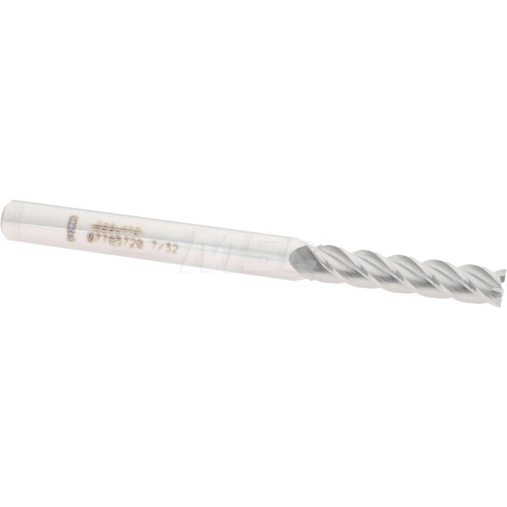 Accupro 12183399 Square End Mill: 7/32 Dia, 1 LOC, 1/4 Shank Dia, 3 OAL, 4 Flutes, Solid Carbide Image