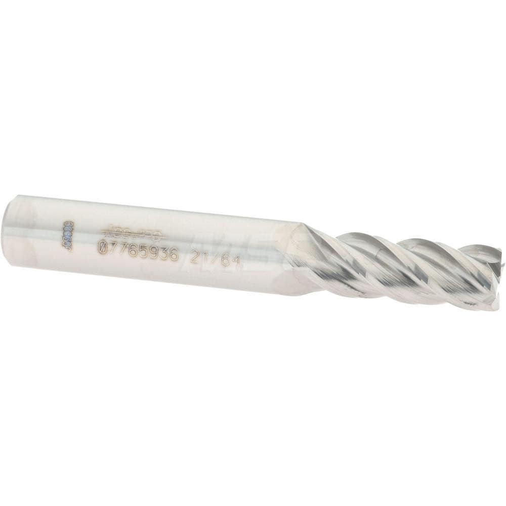 Accupro 12182517 Square End Mill: 21/64 Dia, 7/8 LOC, 3/8 Shank Dia, 2-1/2 OAL, 4 Flutes, Solid Carbide Image