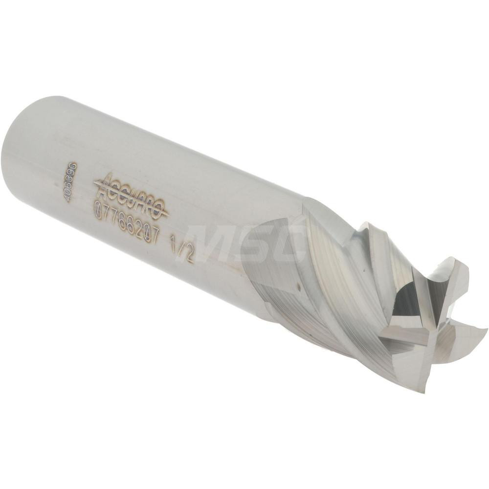 Accupro Square End Mill 1/2" Dia, 5/8" LOC, 4 Flute, Solid Carbide
