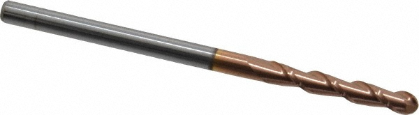 Accupro 12184212 Ball End Mill: 0.125" Dia, 0.75" LOC, 2 Flute, Solid Carbide Image