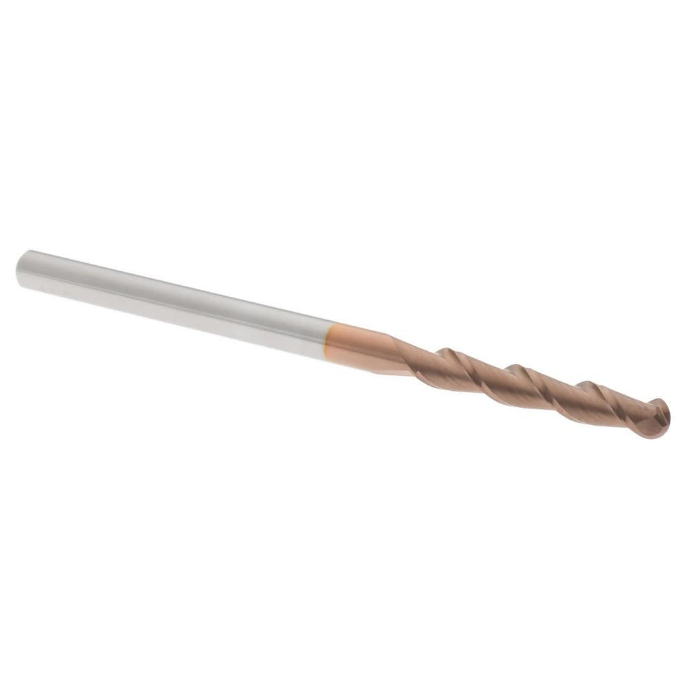 Ball End Mill: 0.125" Dia, 0.75" LOC, 2 Flute, Solid Carbide