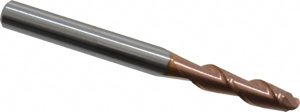 Ball End Mill: 0.1719" Dia, 0.625" LOC, 2 Flute, Solid Carbide