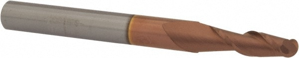 Ball End Mill: 0.2031" Dia, 0.625" LOC, 2 Flute, Solid Carbide