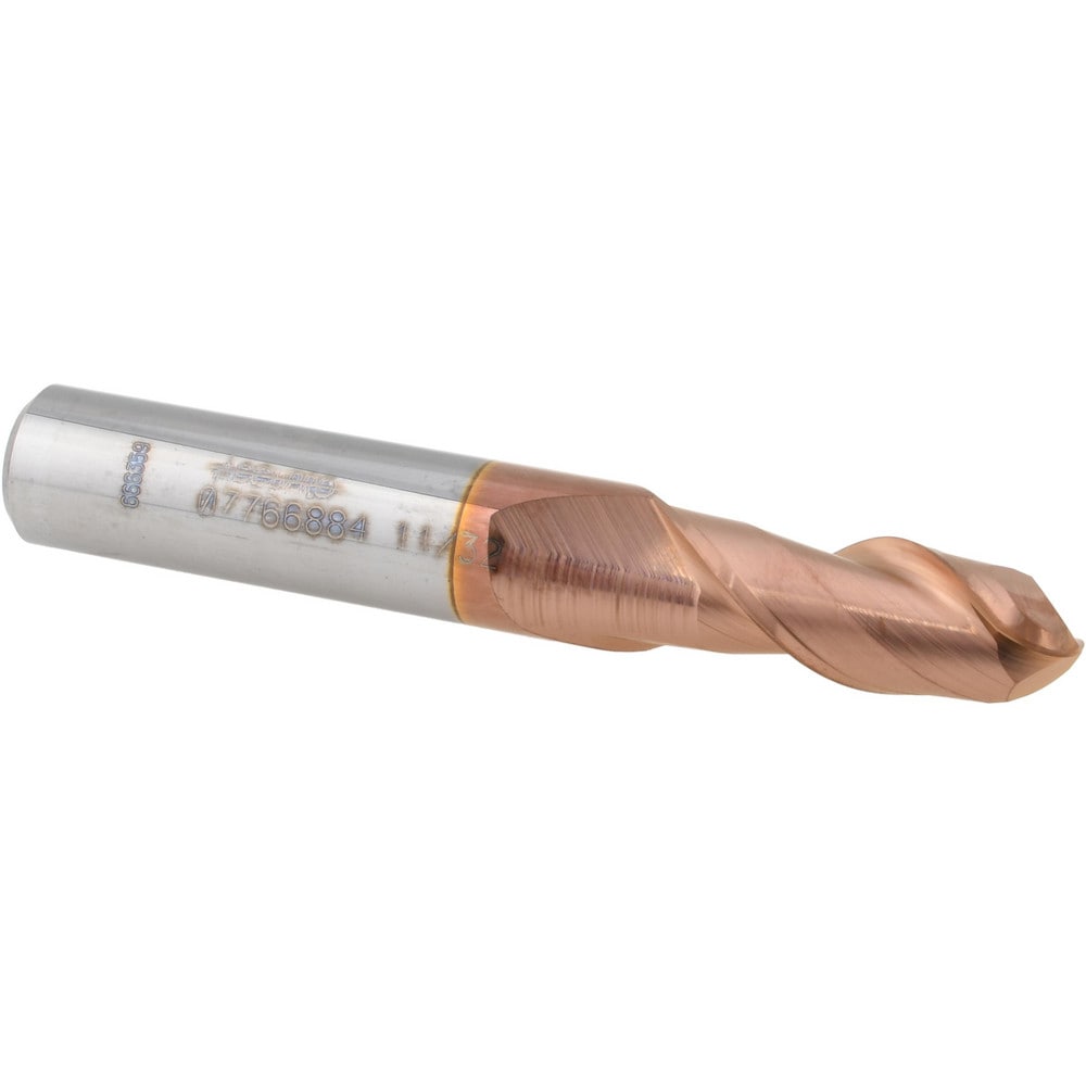 Ball End Mill: 11/32" Dia, 7/8" LOC, 2 Flute, Solid Carbide