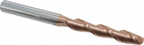 Ball End Mill: 0.5625" Dia, 3" LOC, 2 Flute, Solid Carbide