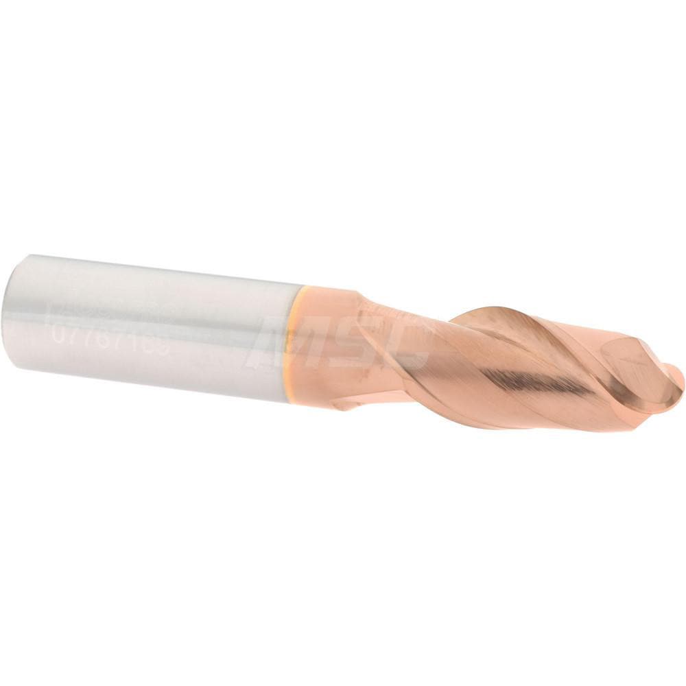 Ball End Mill: 0.625" Dia, 1.25" LOC, 2 Flute, Solid Carbide