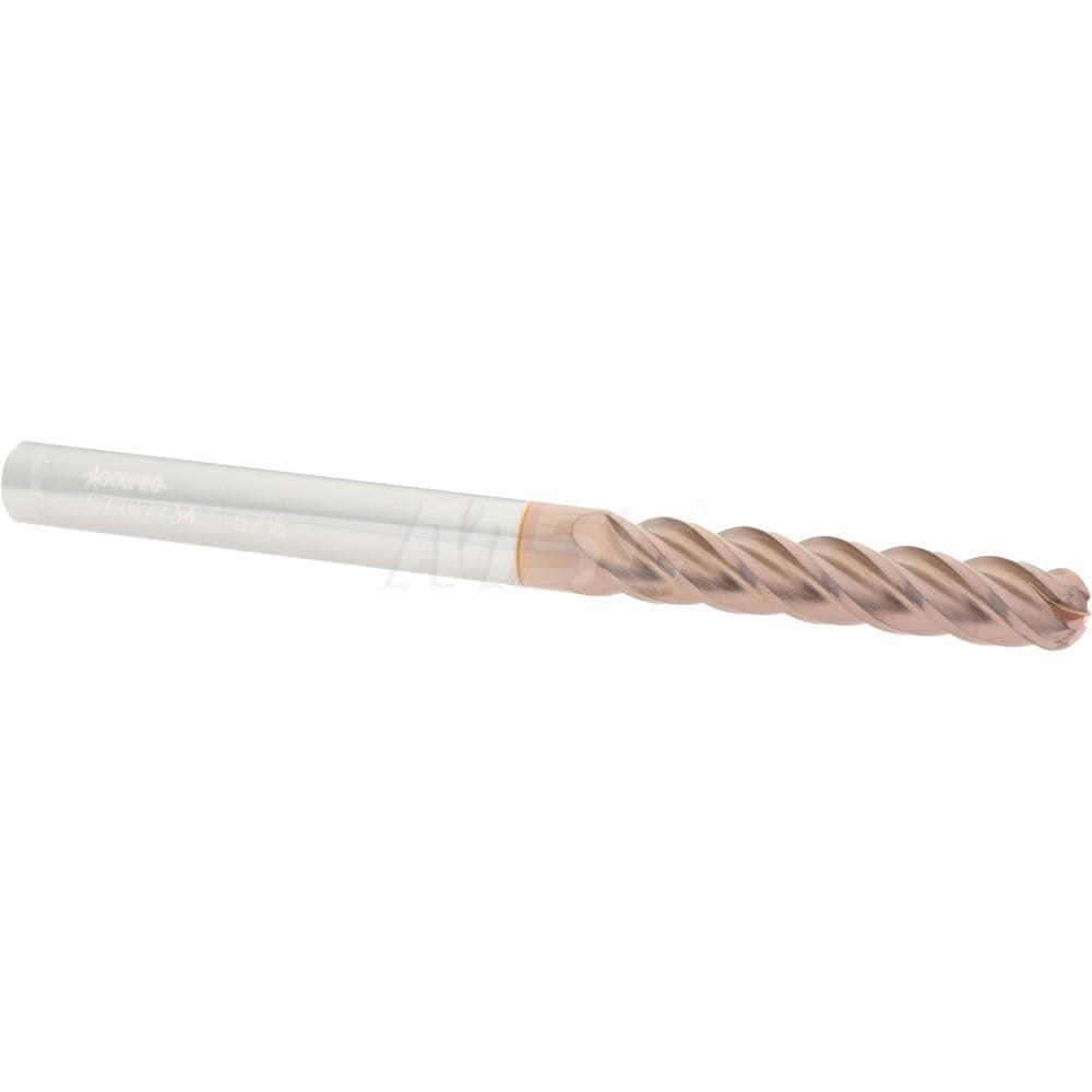 Ball End Mill: 0.3125" Dia, 1.625" LOC, 4 Flute, Solid Carbide