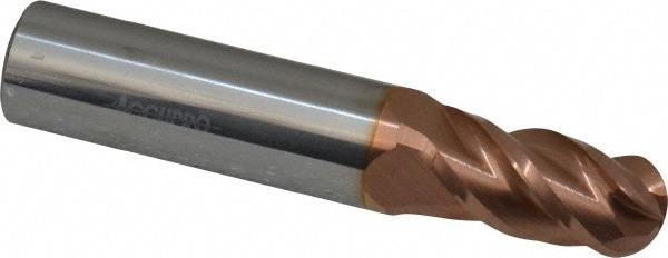 Ball End Mill: 0.3281" Dia, 0.625" LOC, 4 Flute, Solid Carbide
