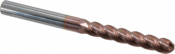 Accupro 12184911 Ball End Mill: 0.5" Dia, 3" LOC, 4 Flute, Solid Carbide Image
