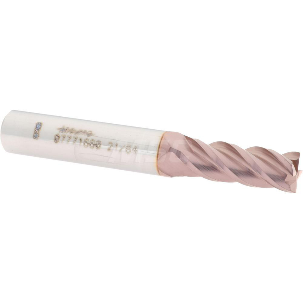Accupro 12182518 Square End Mill: 21/64 Dia, 7/8 LOC, 3/8 Shank Dia, 2-1/2 OAL, 4 Flutes, Solid Carbide Image