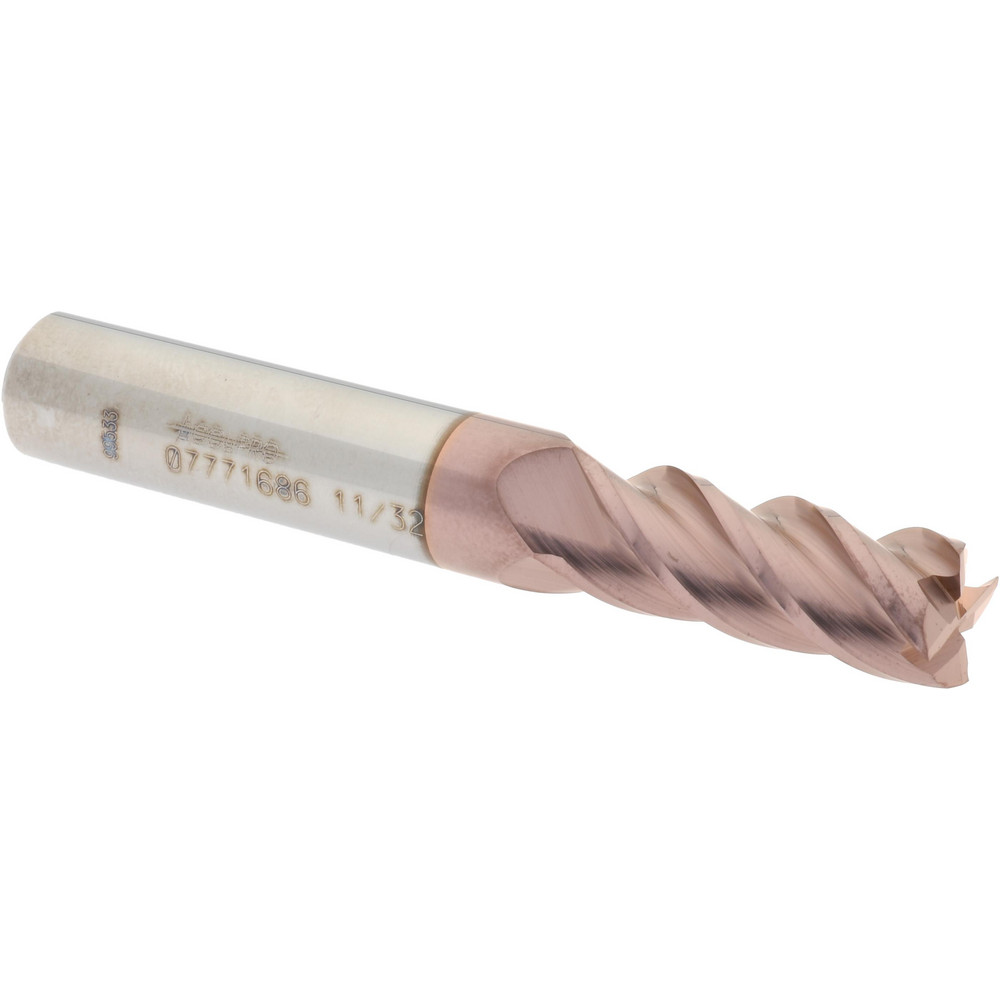 Accupro 12182521 Square End Mill: 11/32 Dia, 7/8 LOC, 3/8 Shank Dia, 2-1/2 OAL, 4 Flutes, Solid Carbide Image