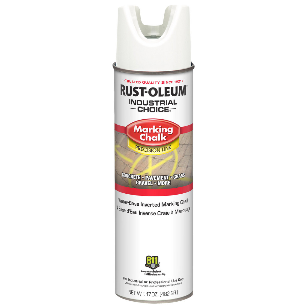 Rust-Oleum | Industrial Choice™ Industrial Choice MC1800 Inverted Marking Chalk Aerosol, APWA White, 17 oz - 500' to 530' Coverage at 1-1/4" Wide