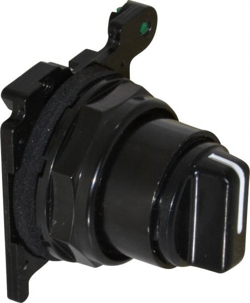 Selector Switch Only: 3 Positions, Maintained (MA) - Momentary (MO), 0.5 Amp, Black Knob