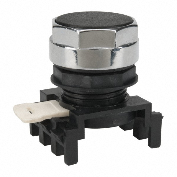 Push-Button Switch: 25 mm Mounting Hole Dia, Momentary (MO) - Round, Black Pushbutton, Nonilluminated, Momentary (MO)