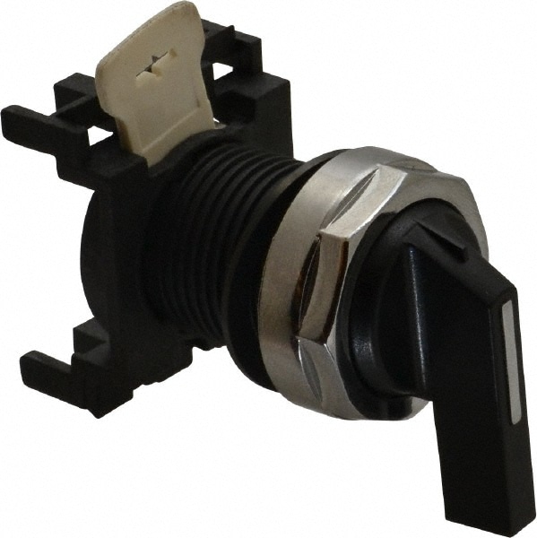 Selector Switch Only: 3 Positions, Maintained (MA), Black Lever