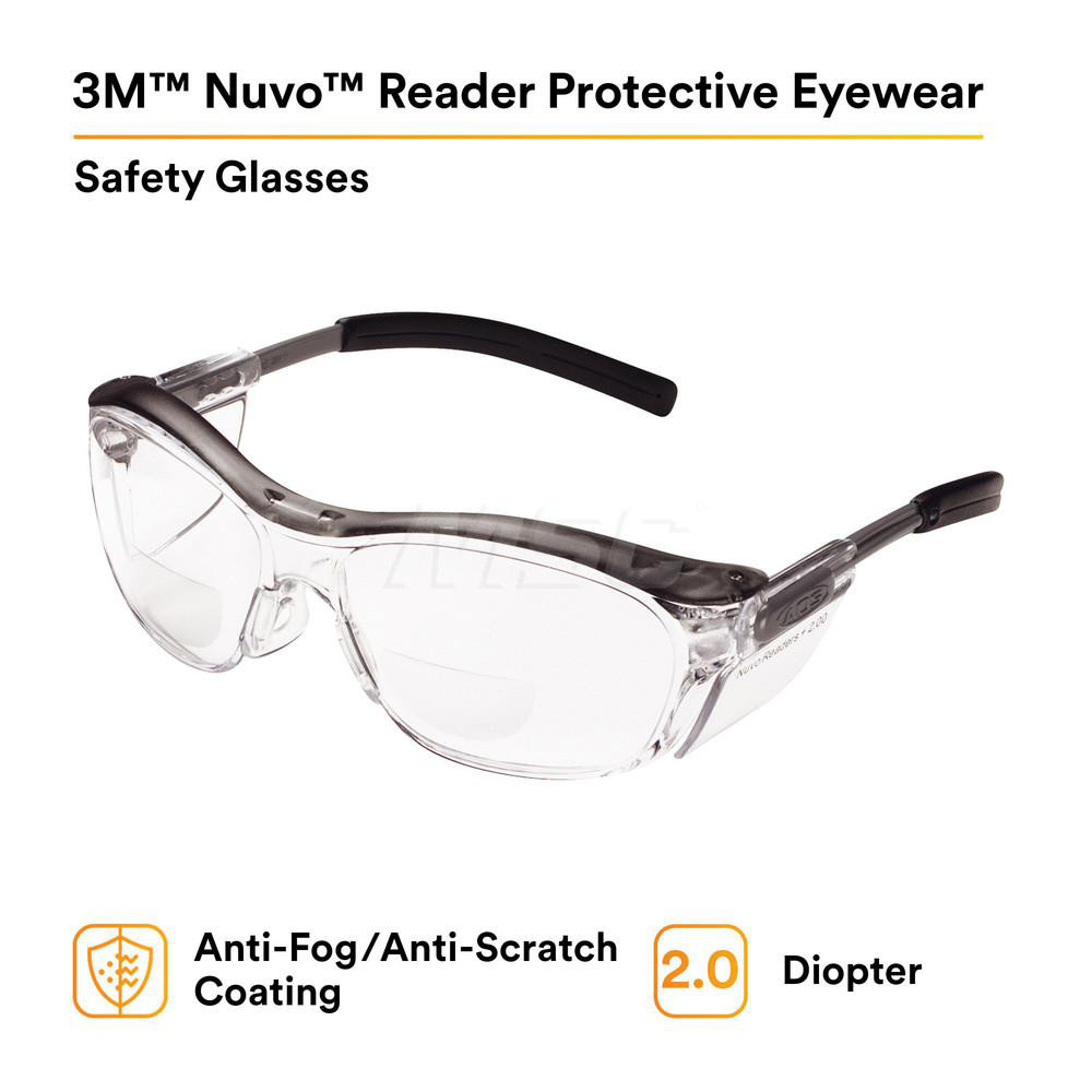 ３R使用美品＜送料込み＞Sharp Eye 5.9 1/2 HT2 SQ 3M - Magnifying Safety Glasses: 2.00, Clear Lenses, Anti-Fog