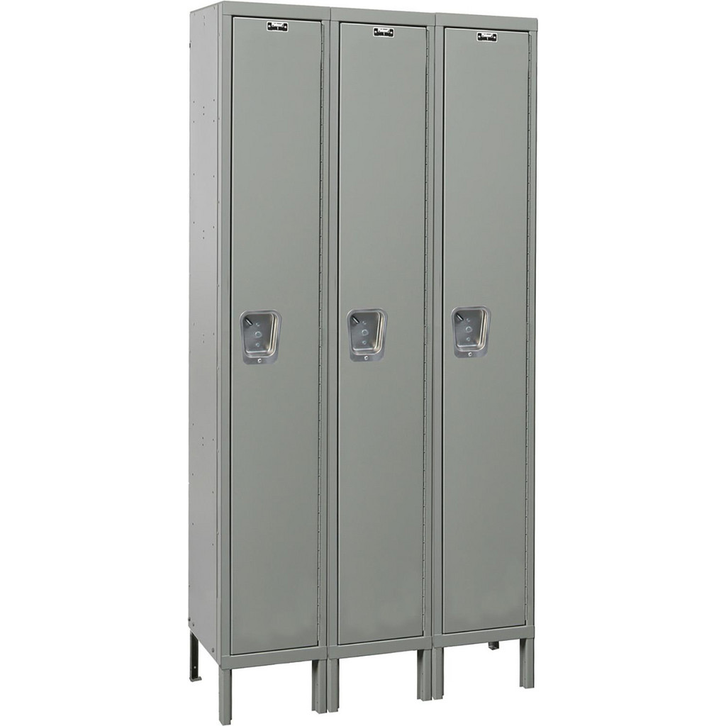 Hallowell Horizontal Locker: 45" Wide, 21" Deep, 78" High, Padlock Hasp - Dark Gray, Powder Coated, Steel, 20 lb Shelf Capacity | Part #UY3518-1HG
