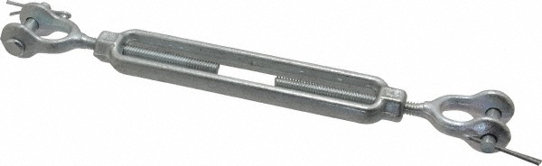 Made in USA 11104 500 Lb Load Limit, 1/4" Thread Diam, 4" Take Up, Steel Jaw & Jaw Turnbuckle Image
