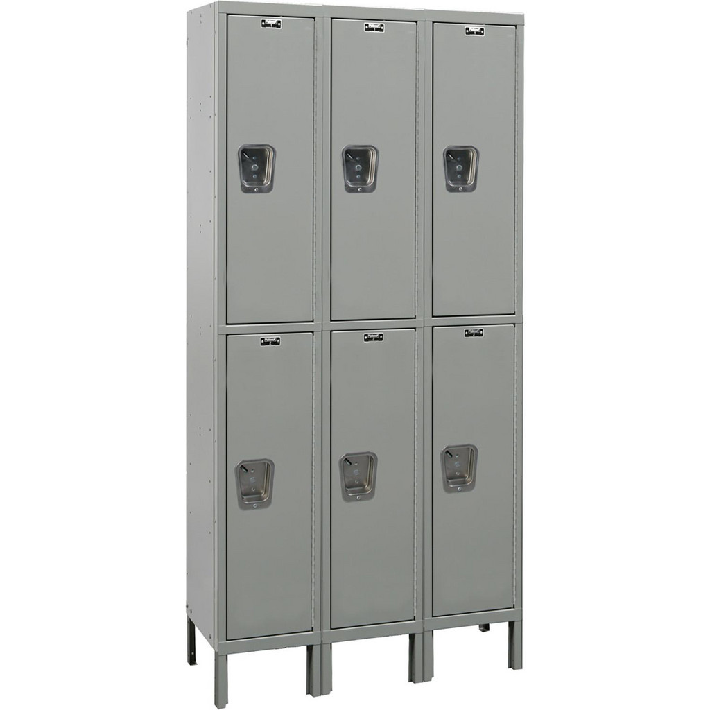 Hallowell Horizontal Locker: 45" Wide, 24" Deep, 78" High, Padlock Hasp - Dark Gray, Powder Coated, Steel | Part #UY3548-2HG