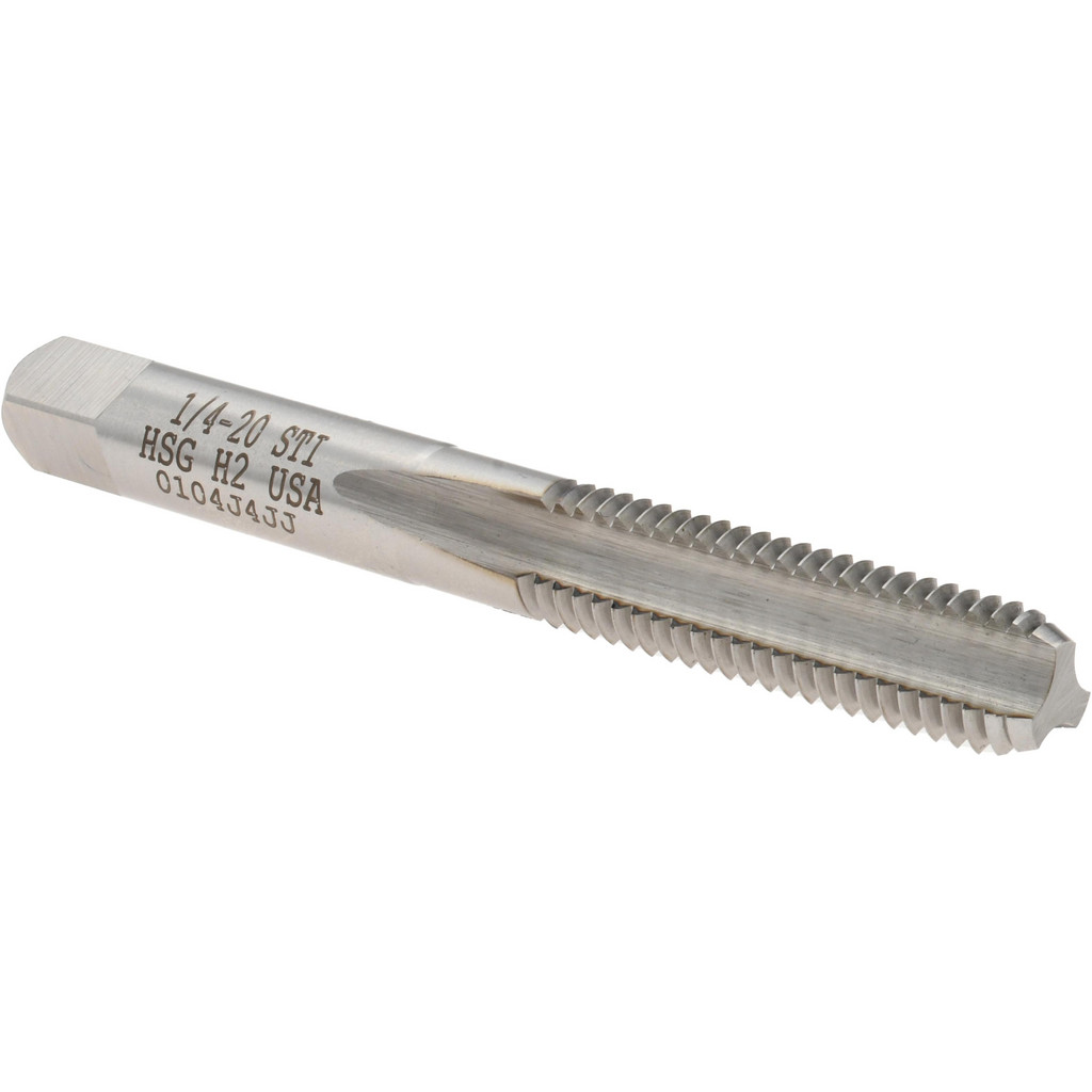 Titan USA Hand STI Tap: 1/4-20, H2, 3 Flutes, Bottoming Chamfer - 1" Thread Length, 2-1/2" OAL, High Speed Steel, Uncoated | Part #TT78319