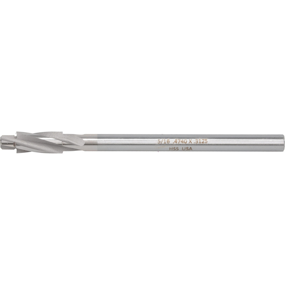 Solid Pilot Counterbore: 0.474" Dia, 5/16" Pilot, 4 Flutes
