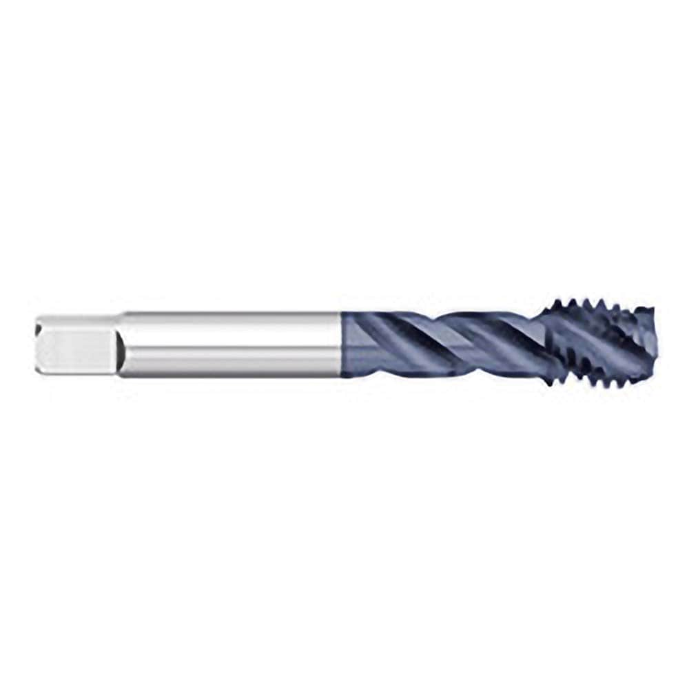 Titan USA TT98715 Spiral Flute Tap: M2.50 x, 0.45, Metric Coarse, 2 Flute, Semi-Bottoming, 6H Class of Fit, Powdered Metal, AlTiN Finish 