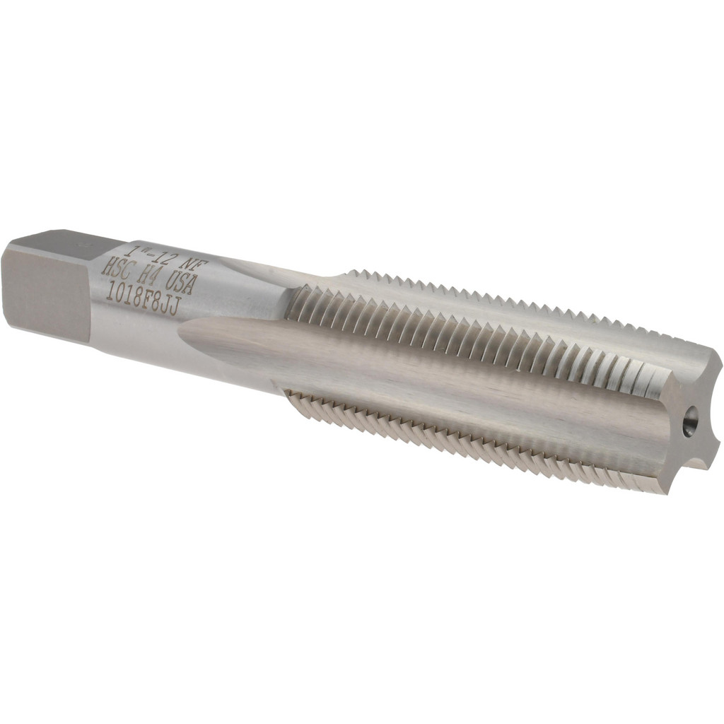 Titan USA Straight Flute Tap: 1-12 UNF, 4 Flute, Taper Chamfer, 2B & 3B Class of Fit, High-Speed Steel, Bright/Uncoated Finish - 2-1/2" Thread