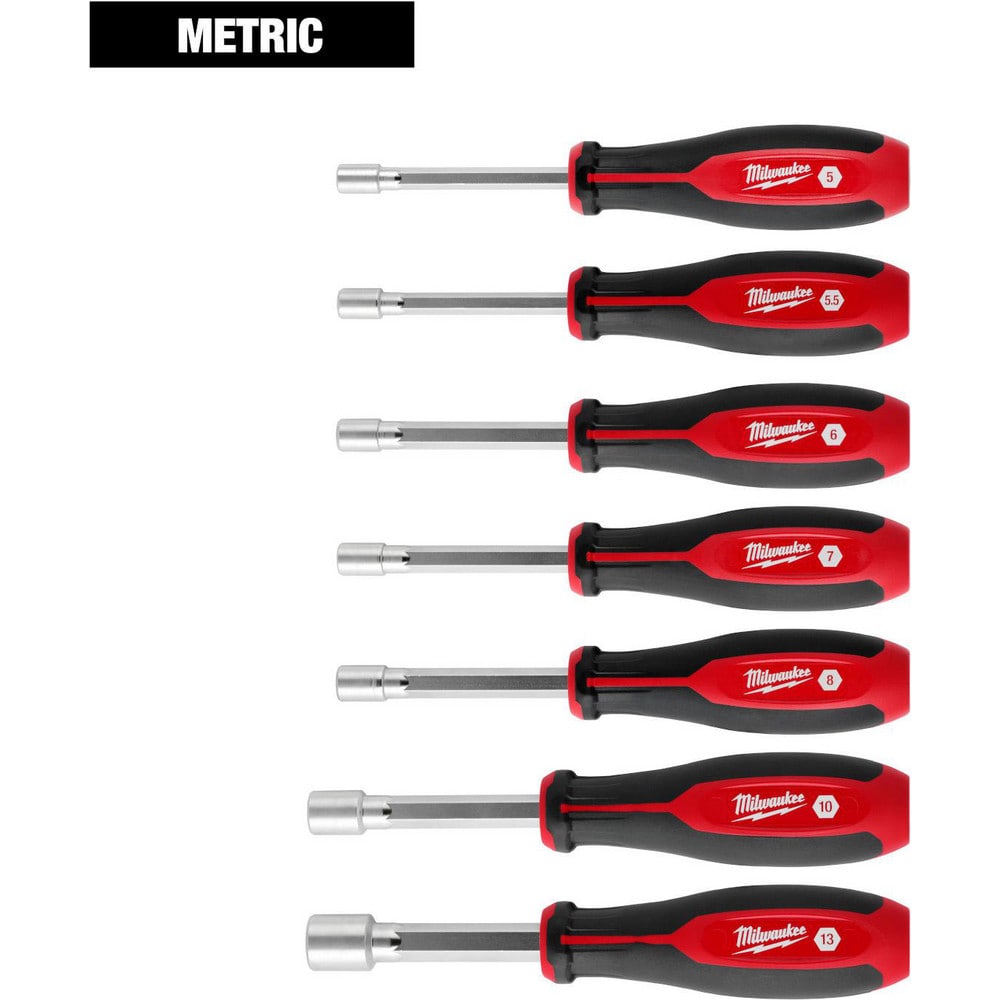 Nutdriver Sets; Drive Size: 5 mm; 5.5 mm; 8 mm; 10 mm; 13 mm ; Handle Type: Tri-Lobe ; Shaft Type: Hollow ; Container Type: None ; Shaft Length (Inch): 4 ; Overall Length (Decimal Inch): 10.4300