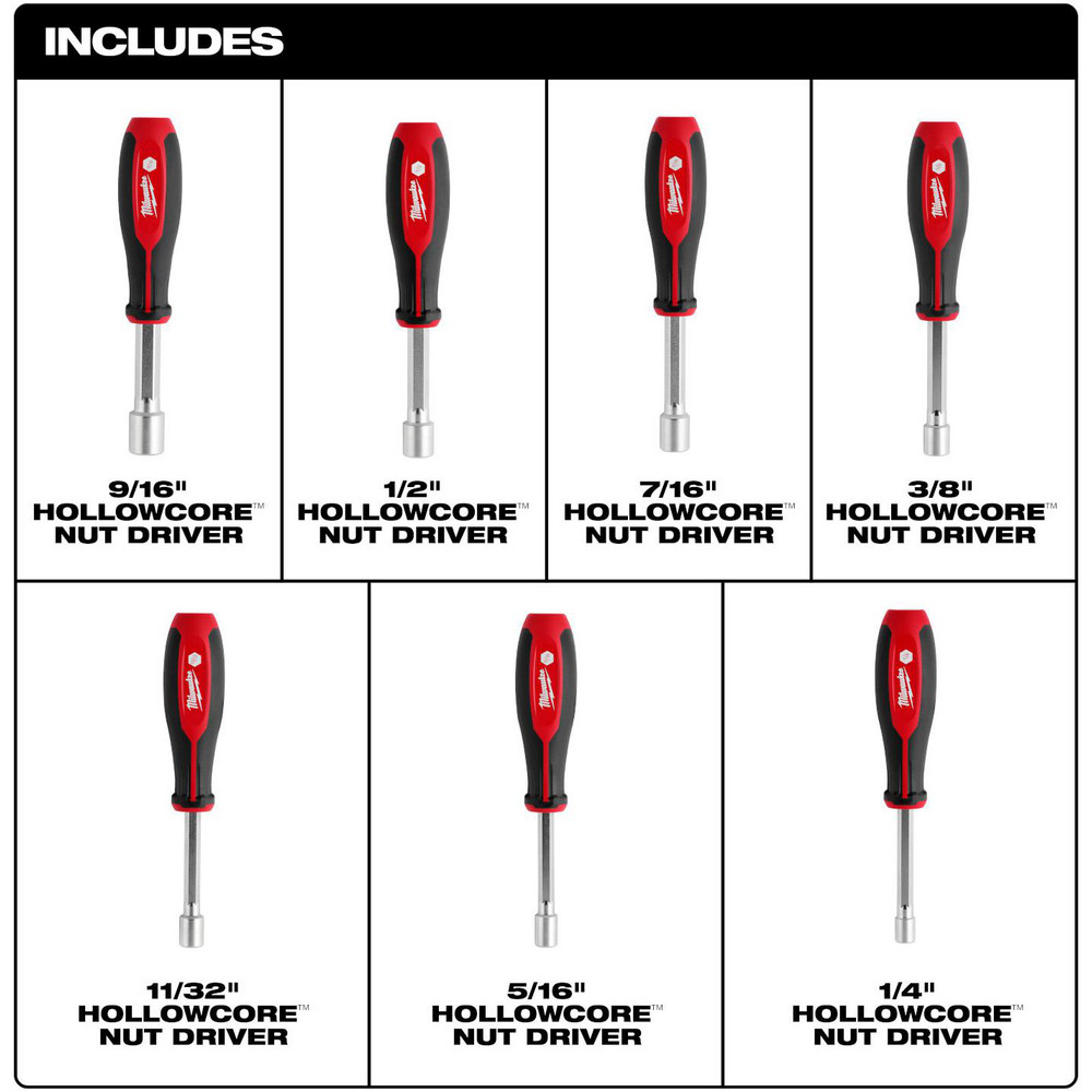 Milwaukee Tool - 7 Pc. SAE HollowCore™ Nut Driver Set | MSC Direct