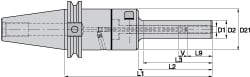 Hydraulic Tool Chuck: CAT40, Taper Shank, 15.88 mm Hole