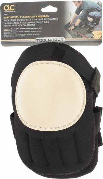 Knee Pad: 2 Strap, Plastic Cap, Hook & Loop Closure, Universal - Foam Pad, Hard Protective Cap