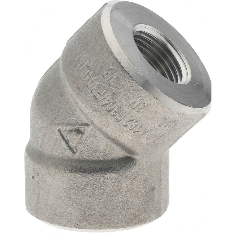 Merit Brass 3402D-06 Pipe 45 ° Elbow: 3/8" Fitting, 304 & 304L Stainless Steel Image