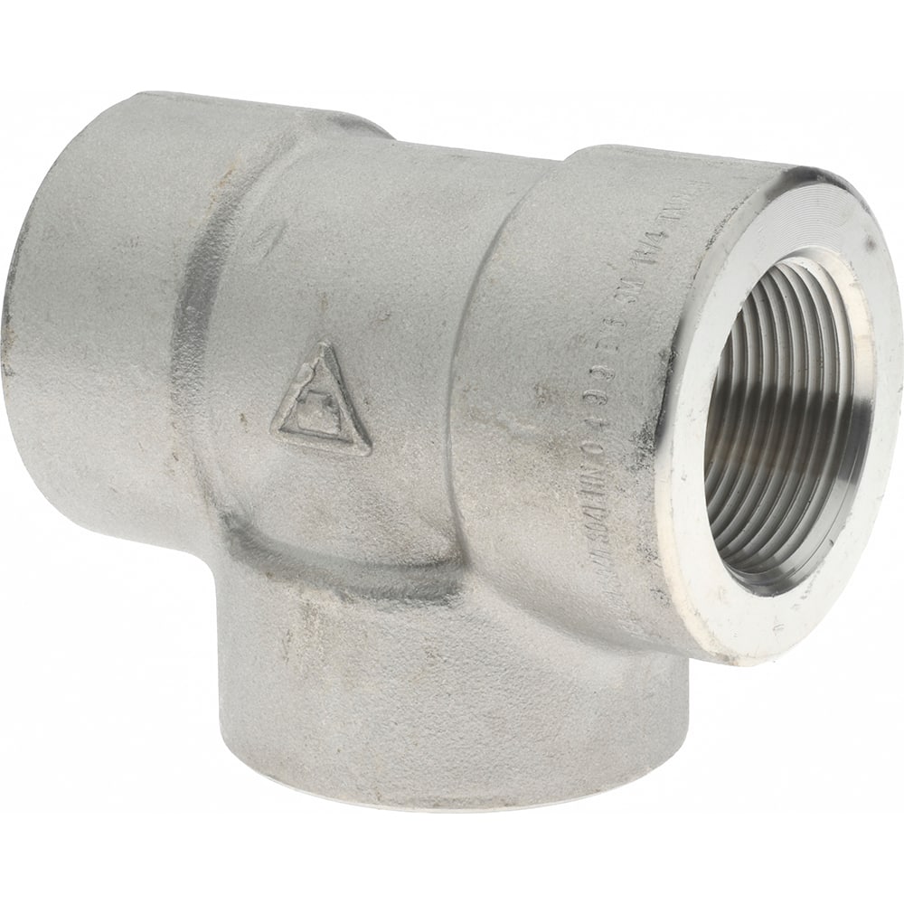 Merit Brass 3406D-20 Pipe Tee: 1-1/4" Fitting, 304 & 304L Stainless Steel 