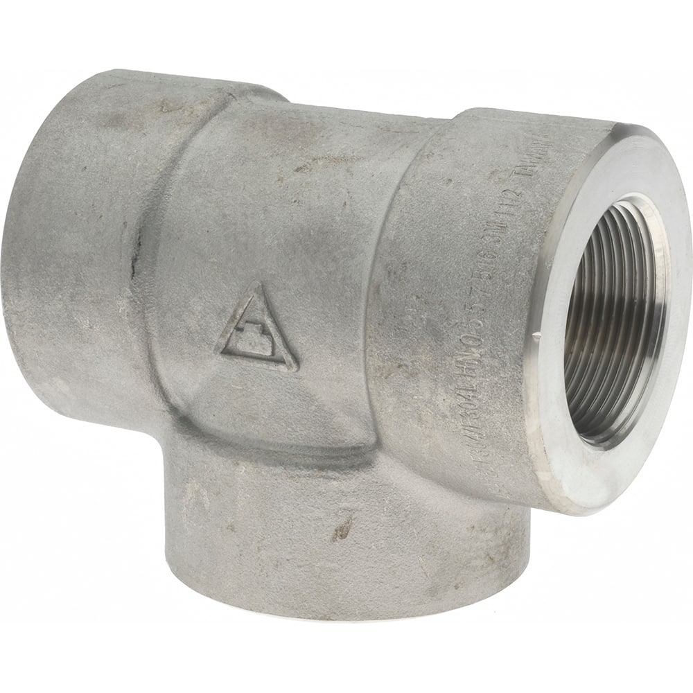 Merit Brass 3406D-24 Pipe Tee: 1-1/2" Fitting, 304 & 304L Stainless Steel 