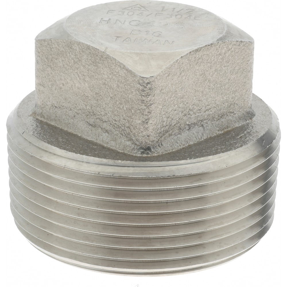 Merit Brass 3417D-24 Pipe Square Head Plug: 1-1/2" Fitting, 304 & 304L Stainless Steel Image