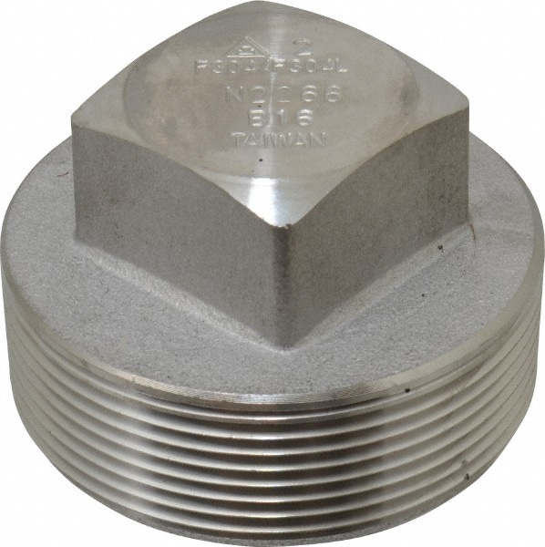 Merit Brass 3417D-32 Pipe Square Head Plug: 2" Fitting, 304 & 304L Stainless Steel Image