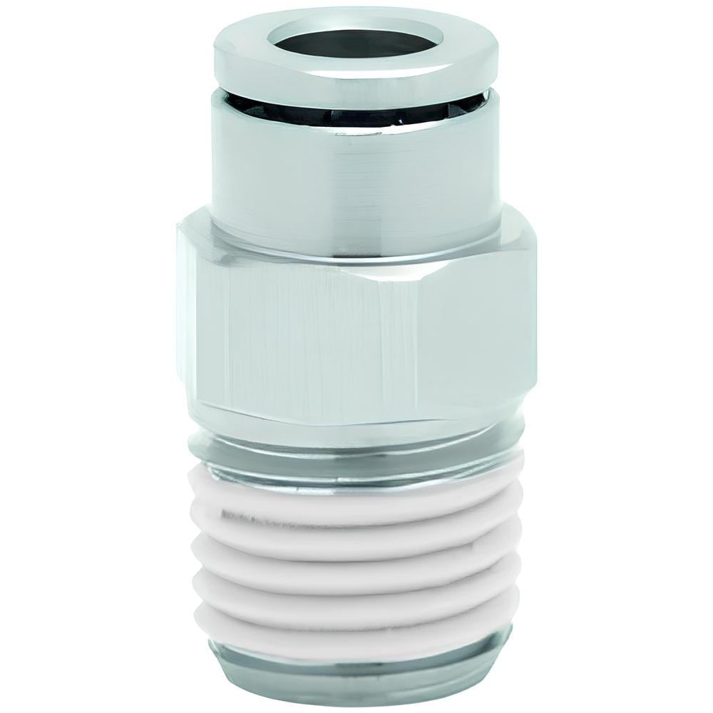 Push-To-Connect Tube to Male & Tube to Male BSPT Tube Fitting: Adapter, Straight, 1/4" Thread